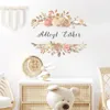 Custom Name Floral Wreath Roses Foliage Watercolor Wall Sticker Vinyl Nursery Removable Decals Kids Bedroom Home Decoration 240112