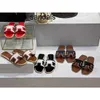 Luxury Orans Sandals Italy Piars Flat Slippers par äkta läderpar äkta lägenheter Slipper Girls Denim Canvas Classic Big EU43 347QQ QQ