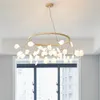 Kronleuchter mit weißen Blattformen schmücken moderne LED-Kronleuchter, Innendekoration, Wohnzimmer, Villa, Beleuchtung, Flurlampe