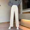 Damenhosen Zoki Mode Frauen Cord Breite Bein Herbst Koreanische Hohe Taille Preppy Warme Casual Hosen Lose Alle Spiel Gerade