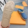 Aspen Platform CLog 1ACMRC Blue Denim Treaded Rubber Outrole Men Womens CLOG Designer Sandaler Sheepskin Foder Par Slippers Letter Sandaler Stor storlek 35 46