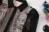2024 primavera contraste cor bordado painéis tule vestido preto 3/4 manga lapela pescoço longo maxi vestidos casuais a3j101745