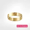 Кольца Классика Love Ring дизайнерское кольцо для женщин 4мм 5мм 6мм кольцо Позолота 18К С бриллиантами Дизайнерские украшения для влюбленных Обручальное кольцо Юбилейное ювелирное изделие в подарок