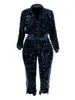 LW Большие размеры, комплекты из двух предметов, бархатный дизайн на молнии с блестками, верхнее пальто, комплект брюк, модный вечерний женский комплект 240111