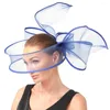 Headpieces 2024 Fashion Fascinator Hat On Hair Clips Party Big Nice Crinoline Headwear Church Wedding Bride Womens Accessories