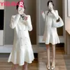 Autumn Winter Pregnant Womens clothing Maternity Dress Woolen Long Sleeve Korean fashion pregnancy poshoot dress bow 240111