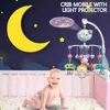 Baby Crib Mobile Rattles Toy RC Star Projection Timing Born Bell Toddler Carousel Spädbarn Roterande musikal 012m GENTER 240111