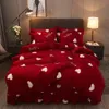 WASART Doux chaud en peluche housse de couette coeurs imprimer moelleux velours polaire housse de couette couple luxe lit double ensemble de literie king size 240111