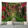 Frühlingswald Blumen Wandteppich Ländliche Blumen Rosa Rot Garten Wandbehang Dekor Naturlandschaft Zuhause Wohnzimmer Wandteppiche Teppich 240111