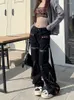 Damskie dżinsy slergiri ciężkie przemysł gotycki czarny zamek błyskawiczny Kobiety Y2K punk harajuku retro pranie proste spodni streetwear