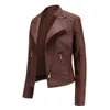 Женская модная кожаная куртка на шнуровке, приталенная весенне-осенняя мотоциклетная куртка на молнии 240111