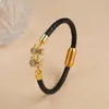 Charme Pulseiras 11 Estilo Zircônia Pai Criança Personagem Tema Pulseira Preto / Café Couro Trançado Bangle Para Amigos Amados Jóias