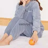 Roupas para casa ITOOLIN Mulheres Conjunto de pijama de veludo com top solto e calças quentes Casa casual terno de lã quente feminino conjuntos de lã inverno fatos de treinovaiduryd