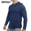 TACVASEN UPF 50 T-shirt con protezione solare T-shirt da uomo a maniche lunghe con cappuccio Casual T-shirt ad asciugatura rapida Outdoor Hike Sports Run Pullover Top 240112