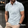 Polos pour hommes Summer Men Fashion Polo Shirt Personnalisé Rayé Imprimer Vêtements Mâle Casual Tops Tees Zipper Col T-shirt