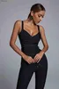 Dames Jumpsuits Rompertjes Topkwaliteit Wit Blauw Zwart V-hals Bodycon Sexy Rayon Bandage Jumpsuit Nachtclub Party JumpsuitL240112