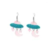 Dangle Earrings Creative UFO Mint Green Colorful Moon Star Personalized And Funny