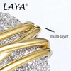 LAYA 100% 925 Sterling Silver Fashion Retro Light Gold MultiLine Shining Zircon Ring For Men Women Party Exquisite Fine Jewelry 240112