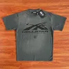 Ny Hellstar Y2K tryckt Pure Cotton Ultra-Fin T-shirt Solid Color Men's Short Sleeved 240112