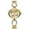 Women's Delicate Alloy Compact Lightweight Oval Retro Roman High Profile Horizontal Bracelet Quartz Waterproof Watch