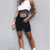 شورتات المرأة SummerLadiesBlackhighwaistbikebikershortsforwomen سراويل تسليم التسليم OTQJM