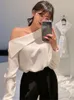 Colorfaith Elegant Office Korean Style Lady One Shoulder Sexy Wild Women Spring Summer Cold Blouses Shirts Tops Bl8179 240112