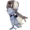 Мужской шарф из 100% шерсти в клетку, теплый мягкий глушитель, женский зимний осенний парный кашемировый ветрозащитный платок в полоску с кисточками, мужской толстый шарф 240111