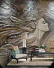 Niestandardowe 3d Poapeta Kreatywne wytłoczone piękno Peacock Art Mural sypialnia salon Wejście Malowanie ścian 9657572