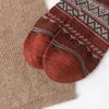 5 paires mode Double aiguille façon ondulée à fines rayures Style ethnique hommes Midtube chaussettes hiver Vintage laine chaude 240112