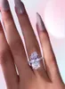 Utsökt glansig prinsessa 925 Sterling Silver Natural Gem Cutting Goose Egg White Sapphire Diamond Wedding Jewelry Gift Size 5113436426