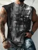 Men's Tank Tops Four Seasons Vest Gym Training Clothing Quick Dry Bodybuilding Sleeveless Shirt Vintage Boat Rudder Print