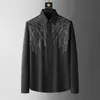 Rhinestone Wings Shirts Men Slim Long Sleeve Casual Shirts Manlig affär Social Dress Shirts Nightclub Party Camisa Masculina