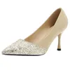 Dress Shoes Size 31-43 Patent Leather High Heels Sequin Small Wedding Bridesmaid Daily Wear Women Low Heel