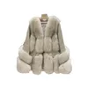 Maylofuer Women Real Fox Fur Coat Genuine Sheepskin Leather Leave Manga Longa 100% Natural Fox Fur Casacos com colarinho destacável 201212