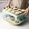 Ta ut containrar 1 st 24-rutt cupcake takeaway box dubbelskikt täckt kopp kaka muffin lagring bärbar packning klar plastkak