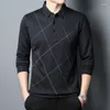 Men's Polos Spring And Autumn 2024 Plaid Long-sleeved T-shirt Thin Loose Casual Lapel Undershirt