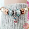 2024 Original Christmas Car & Tree Reindeer Mouse Charm Red Heart Beads Fit Bracelet Sterling Sier Jewelry Gift