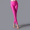 Женские леггинсы, флуоресцентные эластичные брюки из молочного шелка с девятью точками, универсальные тонкие и блестящие брюки ярких цветов, повседневные узкие брюки