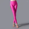 Leggings Fluorescents pour femmes, pantalons à neuf points en soie de lait extensible, assortis avec tout, couleur bonbon, pantalons fins et brillants, pantalon slim décontracté