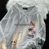 Men's Hoodies Sweatshirts American New Spider Skull Print Cardigan Sweater Female Y2K High Street Fashion Punk Loose Casual Hoodie Coatephemeralew