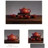 Teaware Sets Chinese Traditional Travel Tea Set Purple Clay Kung Fu Cup Mug Package Ceramic Gift Teapot With Giftbox Drop Delivery H Dh2Ob