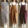 Dames Jumpsuits Rompertjes 80% HOT SALESPlus Size Effen Kleur Vrouwen Losse Knoop Stropdas Katoen Linnen Jumpsuit Harem OverallsL240111