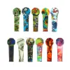 Camouflage Patterned Hand Pipes Metal/Glass Bowl Dab 3.5" Cartoon FDA Silicone Pipe Environmentally Water Bong BJ