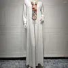 Ethnische Kleidung Rot Weiß Rosa Kapuzenkleid Hochzeit Party Traditionelle Robe Damen Jalabiyat Ramadan Muslim Geschenk Kaftan Marokkanisch Oversize