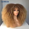 Gembon cabelo marrom cobre gengibre curto encaracolado perucas sintéticas para mulheres perucas naturais com franja resistente ao calor cosplay cabelo ombre 240111