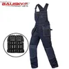 Jeans masculinos com vários bolsos, macacão de trabalho com joelheiras, uniformes de trabalho, reparadorL240111