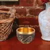 Şarap Gözlükleri Teackup Pirinç TeAware Küçük Kahve Kupaları Retro Uygun Çin Tarzı Su Isıtıcı Vintage Kabartmalı