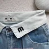 Jeans alla moda Pantaloni firmati da donna Jeans a gamba dritta con monogramma da donna Colletto ribaltabile Pantaloni larghi lavati con vestibilità ampia