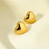 Stud Earrings 2024 316L Stainless Steel Statement Heart Hypoallergenic 16K Gold Plated Fashion Jewelry