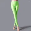 Damen-Leggings, fluoreszierende Stretch-Milchseide-Neun-Punkt-Hose, All-Match-Candy-Farbe, dünne und glänzende Hose, lässige, dünne Hose